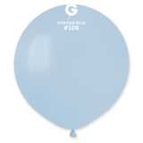 A bag of 25 19" Marshmallow Powder Blue Latex Balloons, manufactured by Gemar.