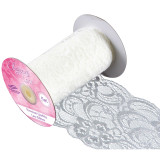 A Spool of Ivory Wide Lace Flower Pattern No. 358 Ribbon, measuring approx. 95mm x 5m.