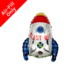 A 9 inch Blast Off Outer Space Rocket Foil Balloon, manufactured by Unique.