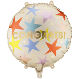 An 18 inch Congrats Stars Foil Balloon, manufactured by PartyDeco.