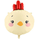 A 23 inch Chicken Head Foil Balloon, manufactured by PartyDeco.