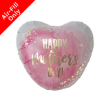 An unpackaged 9 inch Happy Mother's Day Watercolour Heart Foil Balloon, manufactured by Unique.