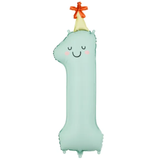 A 34 inch Party Hat Mint Number 1 Foil Balloon, manufactured by PartyDeco.