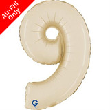 A 14 inch Cream Number 9 Satin Foil Balloon, manufactured by Grabo.