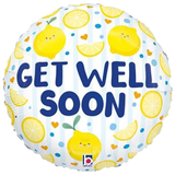 An 18 inch Get Well Soon Lemons Foil Balloon, manufactured by Betallic.