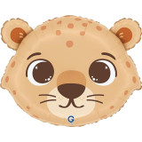 An 18 inch Funny Cheetah Head Foil Balloon, manufactured by Grabo.