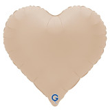 An Unpackaged 18 inch Soft Matte Cappuccino Heart Foil Balloon, manufactured by Grabo.