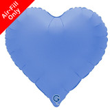 An Unpackaged 18 inch Soft Matte Lotus Blue Heart Foil Balloon, manufactured by Grabo.