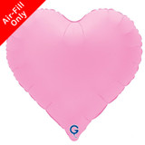 An Unpackaged 18 inch Soft Matte Sakura Pink Heart Foil Balloon, manufactured by Grabo.