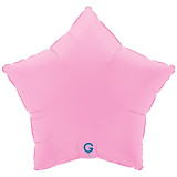 An Unpackaged 18 inch Soft Matte Sakura Pink Star Foil Balloon, manufactured by Grabo.