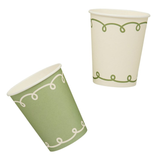 A set of 8 Botanical Party Sage Paper Cups, manufactured by Hootyballoo.