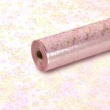 A roll of Light Pink & Beige Flower Confetti Print Clear Film, measuring approx. 80cm x 80m.