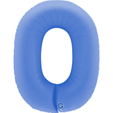 A 40 inch Lotus Blue Number 0 Soft Matte Foil Balloon, manufactured by Grabo.