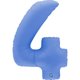 A 40 inch Lotus Blue Number 4 Soft Matte Foil Balloon, manufactured by Grabo.
