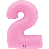A 40 inch Sakura Pink Number 2 Soft Matte Foil Balloon, manufactured by Grabo.