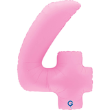 A 40 inch Sakura Pink Number 4 Soft Matte Foil Balloon, manufactured by Grabo.