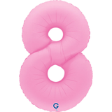 A 40 inch Sakura Pink Number 8 Soft Matte Foil Balloon, manufactured by Grabo.