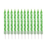 A pack of 12 7.5cm Green Football Print Candles.