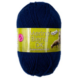 A 50g ball of Merino Blend DK French Navy Wool, manufactured by King Cole.