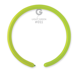 A pack of 100 1" Standard Light Green Entertainer Balloons, manufactured by Gemar.