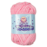 A 200g ball of Warm & Toastie Super Chunky Pink Polyester Yarn, manufactured by King Cole.