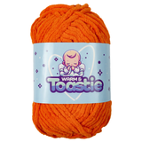 A 200g ball of Warm & Toastie Super Chunky Orange Polyester Yarn, manufactured by King Cole.