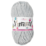 A 100g ball of Yummy Chunky Icicle Polyester Yarn, manufactured by King Cole.