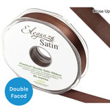 A spool of Chocolate Satin Ribbon, measuring approximately 15mm x 20m.