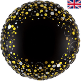 18 inch Black Sparkling Fizz Holographic Round Foil Balloon (1)