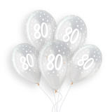 13 inch Age 80 Crystal Clear Gemar Latex Balloons (25)