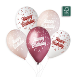 A pack of 25 13 inch Happy Birthday Pinks Mix Latex Balloons, manufactured by Gemar.