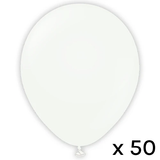A pack of 50 12" Standard White Latex Balloons, manufactured by Kalisan.