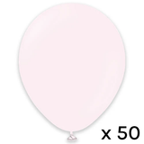 A pack of 50 12" Macaron Pale Pink Latex Balloons, manufactured by Kalisan.