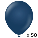 A pack of 50 12" Standard Navy Latex Balloons, manufactured by Kalisan.