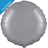 An 18 inch Matte Moonlight Silver Round Foil Balloon.