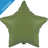 An 18 inch Matte Olive Green Star Foil Balloon.