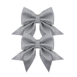 A pack of 2 13cm Silver Luxe Bows.