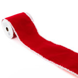 10cm Red Velvet Ribbon with Chenille Edge - 2.7m (1)