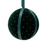 A 12cm dark green velvet diamante bauble.