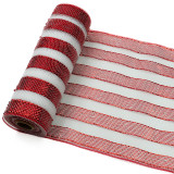 A roll of 25cm wide red and white deco mesh.