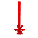 A red snowflake metal wreath hanger.