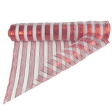 A roll of 50cm wide red and white deco mesh.