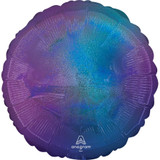 An 18" Blue Aura Stardust Ombre Round Foil Balloon, manufactured by Anagram.