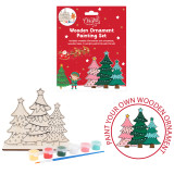 A Christmas Wooden Ornament Painting Set, with a Trees Design.