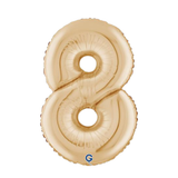 A 26 inch White Gold Number 8 Foil Balloon, manufactured by Grabo