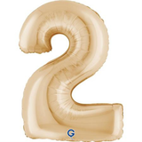 A 40 inch White Gold Number 2 Foil Balloon, manufactured by Grabo