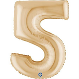 A 40 inch White Gold Number 5 Foil Balloon, manufactured by Grabo