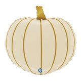 A 16 inch Cream Pumpkin Foil Balloon, manufactured by Grabo.
