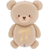 A 32 inch Cream Teddy Bear Foil Balloon, manufactured by Grabo.