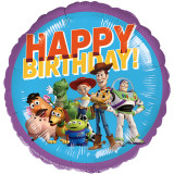 An 18 inch Toy Story happy birthday foil balloon, manufactured by Folat.